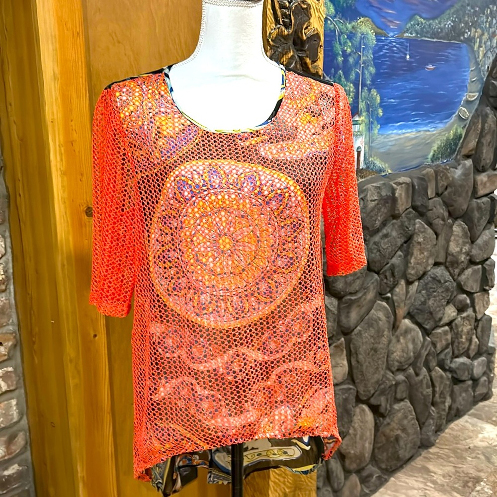 NWT Adore Coral Multi Tunic Size Medium